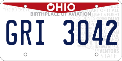 OH license plate GRI3042