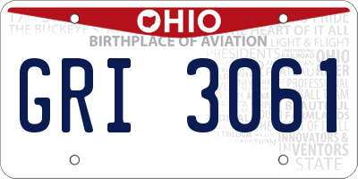 OH license plate GRI3061