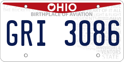 OH license plate GRI3086