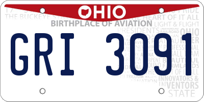 OH license plate GRI3091