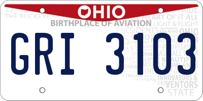OH license plate GRI3103