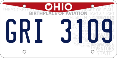 OH license plate GRI3109