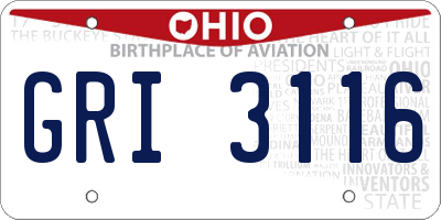 OH license plate GRI3116