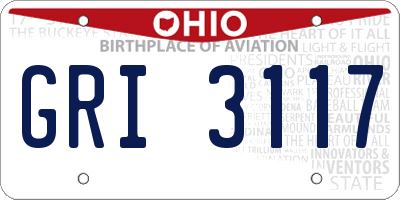 OH license plate GRI3117
