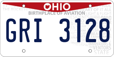 OH license plate GRI3128