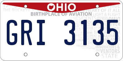 OH license plate GRI3135
