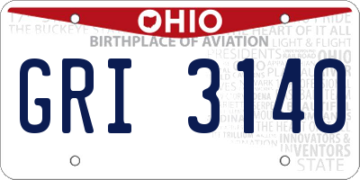 OH license plate GRI3140