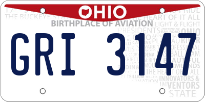 OH license plate GRI3147