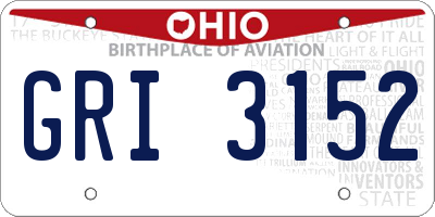 OH license plate GRI3152