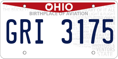 OH license plate GRI3175