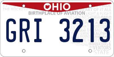 OH license plate GRI3213