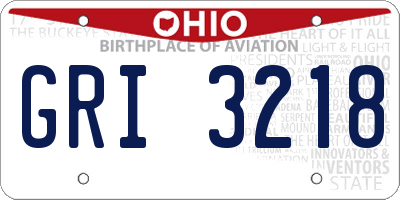 OH license plate GRI3218