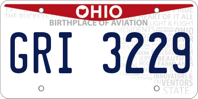 OH license plate GRI3229