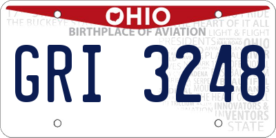 OH license plate GRI3248