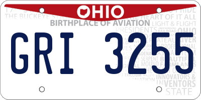 OH license plate GRI3255