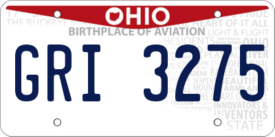 OH license plate GRI3275