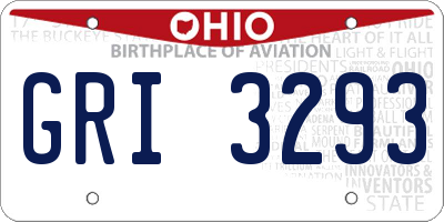 OH license plate GRI3293