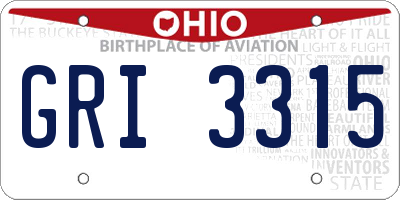 OH license plate GRI3315