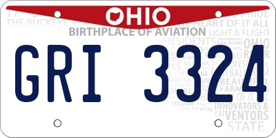 OH license plate GRI3324