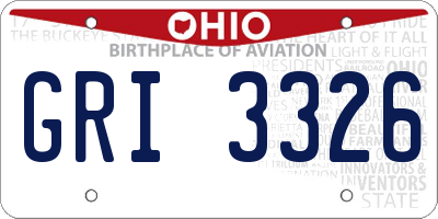 OH license plate GRI3326