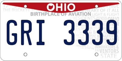 OH license plate GRI3339