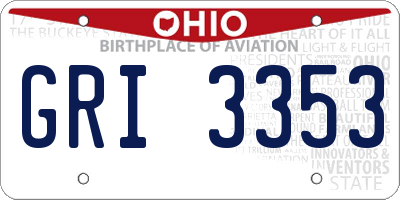 OH license plate GRI3353