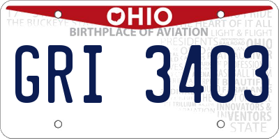 OH license plate GRI3403