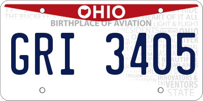 OH license plate GRI3405