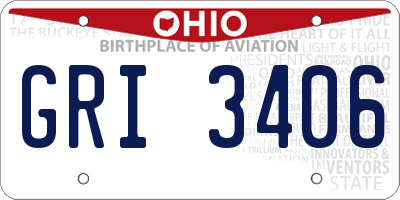 OH license plate GRI3406