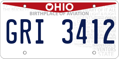 OH license plate GRI3412