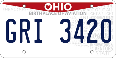 OH license plate GRI3420