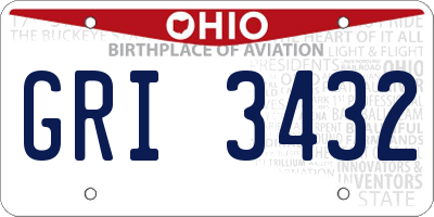 OH license plate GRI3432