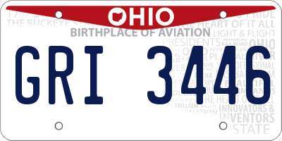 OH license plate GRI3446