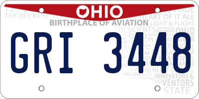 OH license plate GRI3448