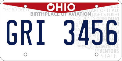 OH license plate GRI3456