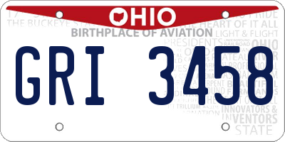 OH license plate GRI3458