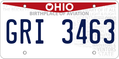 OH license plate GRI3463