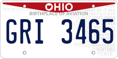 OH license plate GRI3465