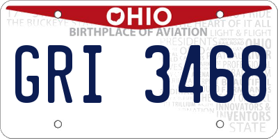 OH license plate GRI3468