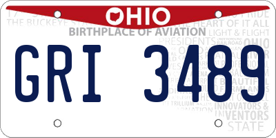 OH license plate GRI3489