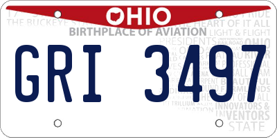 OH license plate GRI3497