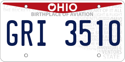 OH license plate GRI3510