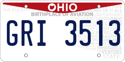 OH license plate GRI3513