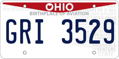 OH license plate GRI3529
