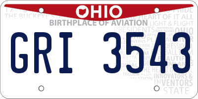 OH license plate GRI3543