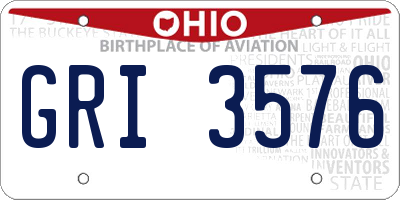 OH license plate GRI3576