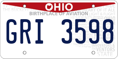 OH license plate GRI3598