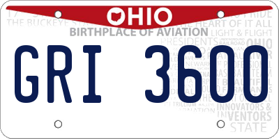 OH license plate GRI3600