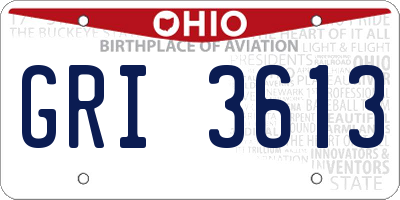 OH license plate GRI3613