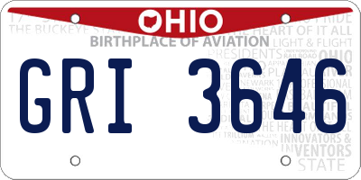 OH license plate GRI3646